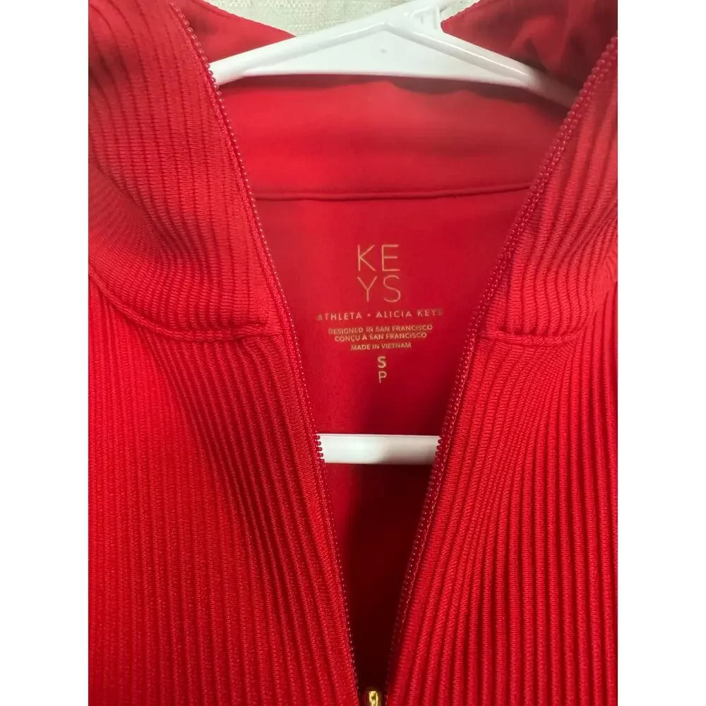 Athleta Alicia Keys Red Ribbed Jumpsuit Zip Front One Piece S - Picture 4 of 5